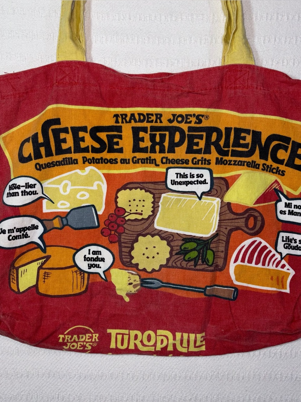 Trader Joe’s Reusable Canvas Grocery Shopping Bag Cheese Adventures Limited Run - Picture 2 of 8